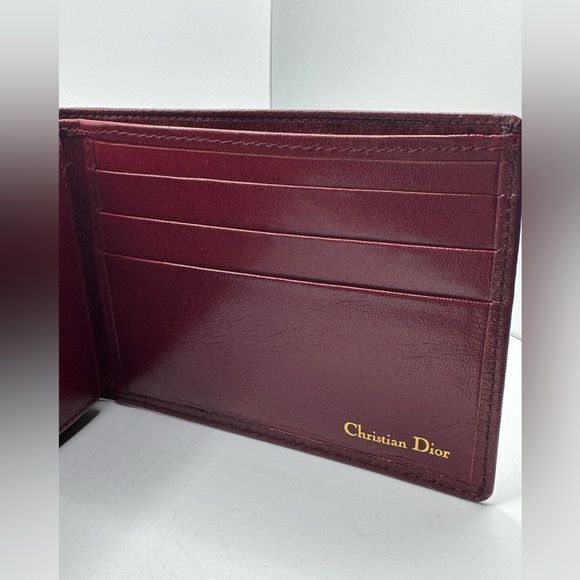 Christian Dior Burgundy Leather Bifold Wallet with Certificate of Authenticity - Picture 5 of 12